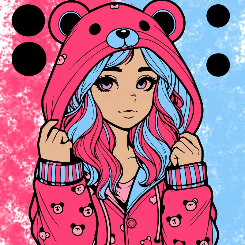 realistic girl in a animal pjs hoodie
