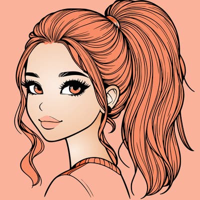 realistic girl with a high ponytail