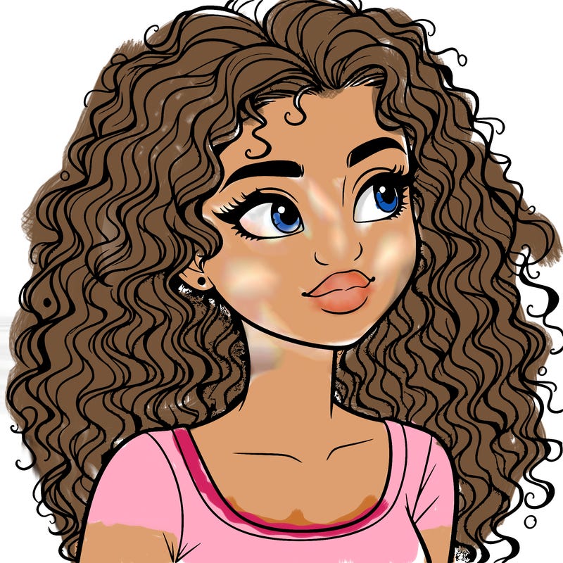realistic girl with curly hair