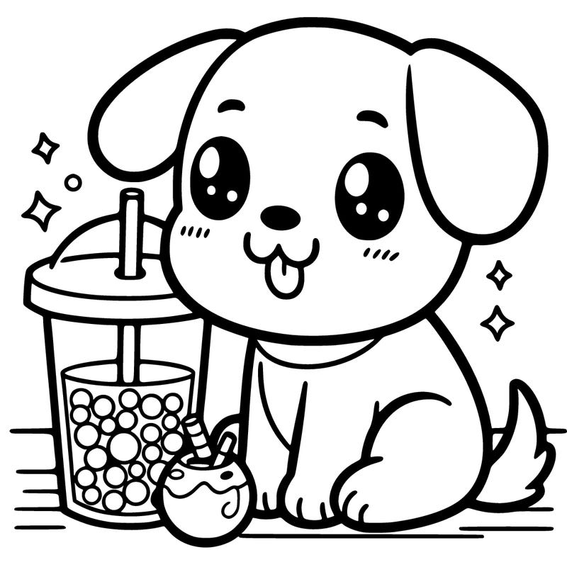 dog and bubble tea