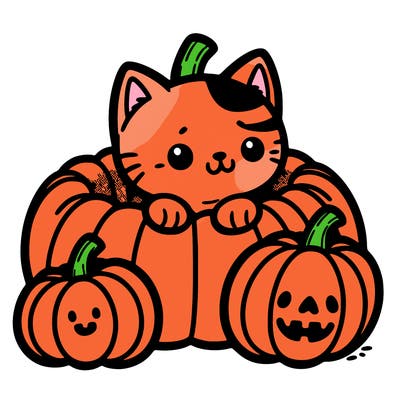 cat in a pumpkin