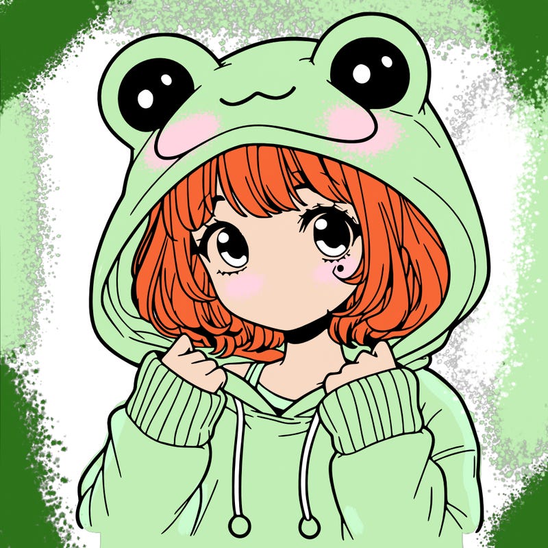 a cute teenage girl wearing a frog hoodie