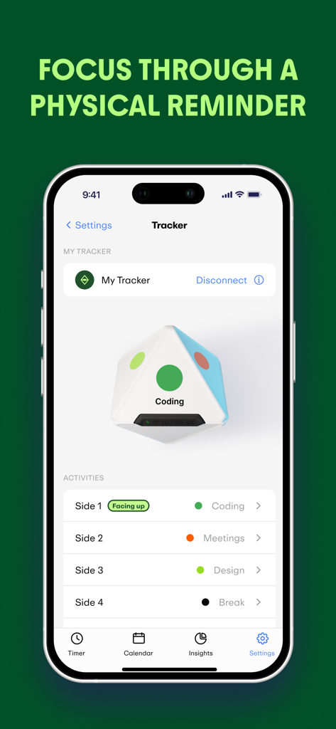 EARLY: Time Tracking - Interface of the EARLY time tracking app showing physical tracker settings and activity assignments