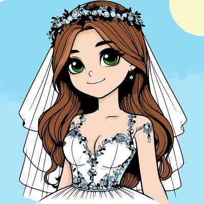 realistic girl in a wedding dress