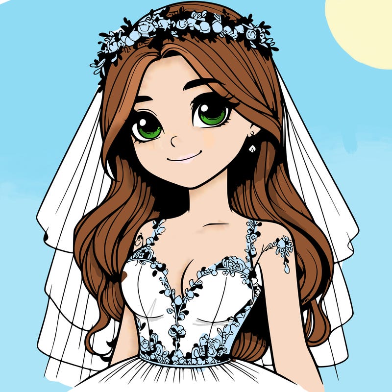 realistic girl in a wedding dress