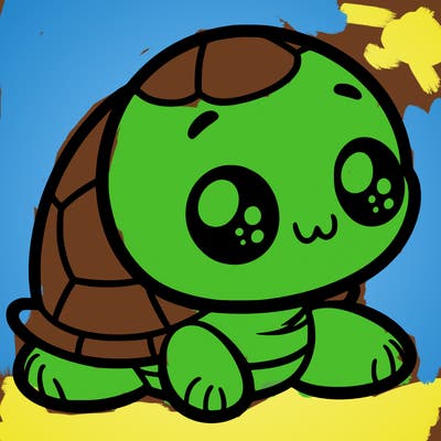 cute little animated turtle