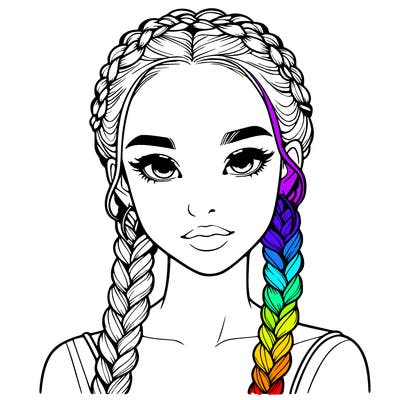 realistic girl with braids