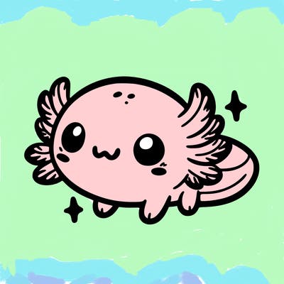 cute easy baby axolotl