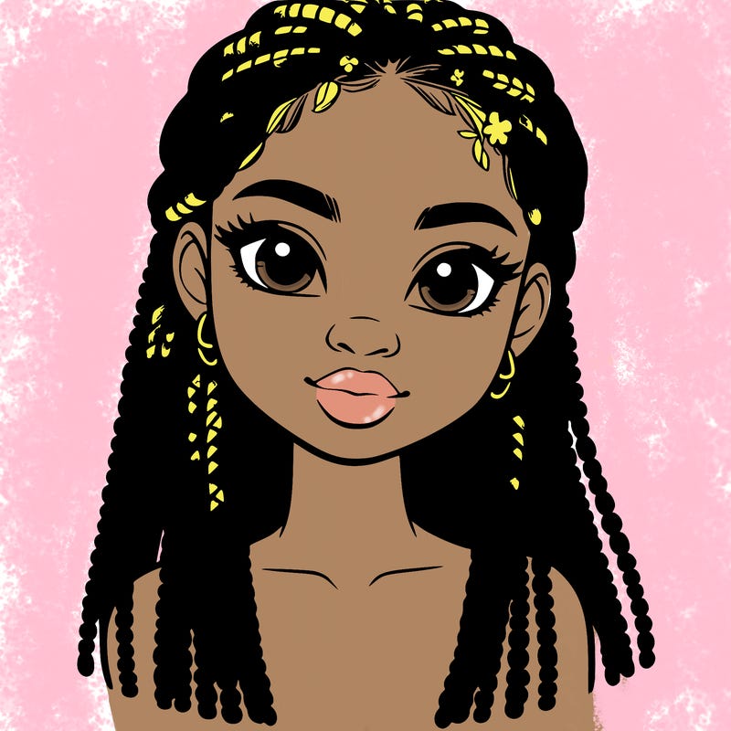 a realistic black girl with braids