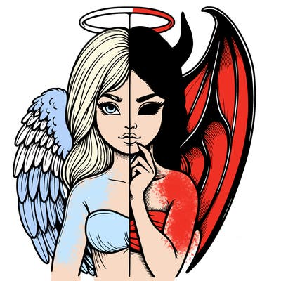 realistic angel half demon