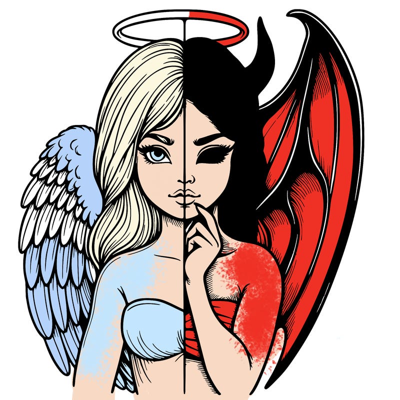 realistic angel half demon