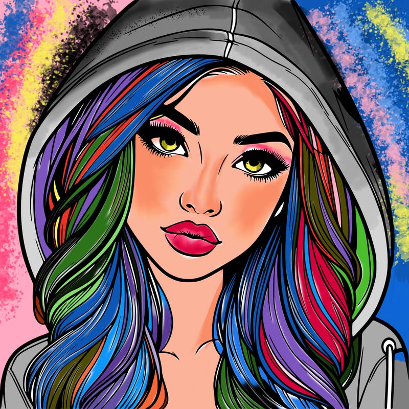 realistic beautiful girl with a hood on