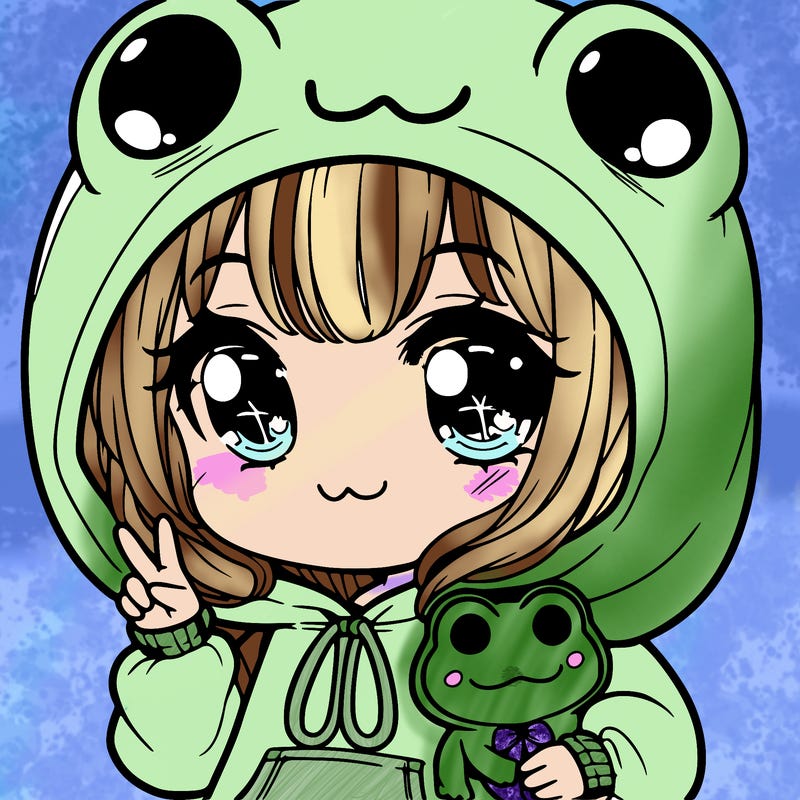cute girl with a frog hoodie