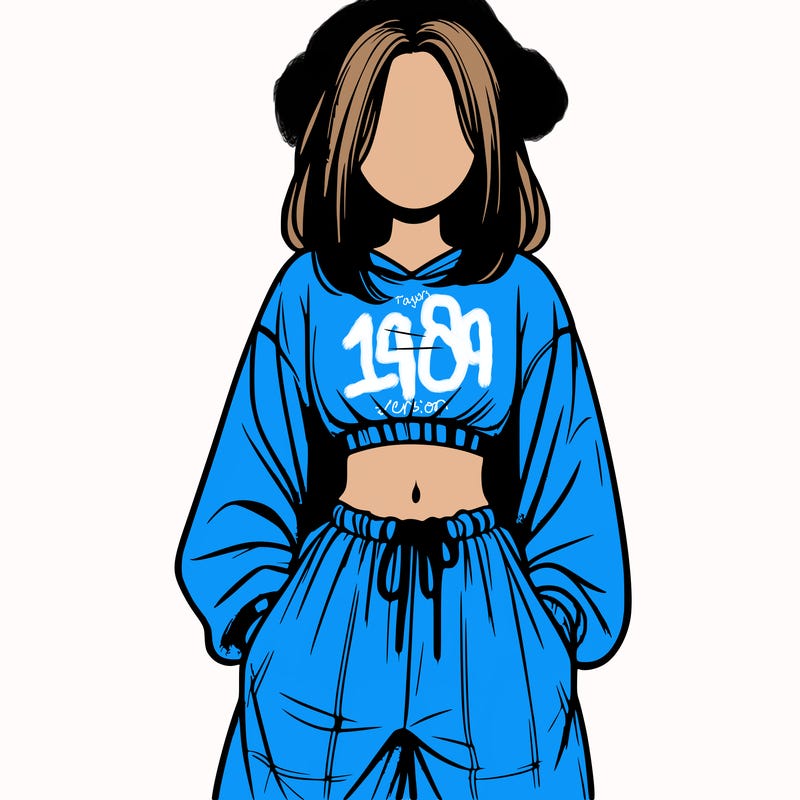 realistic girl faceless with baggy pants and a crop top