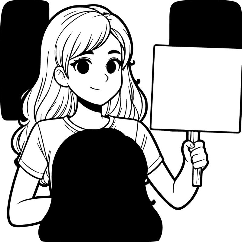 teenage girl holding blank sign