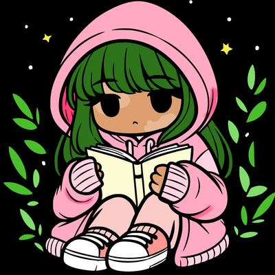 girl in oversized hoodie reading a book