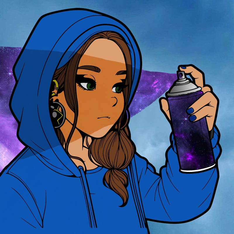 a realistic girl, spray painting