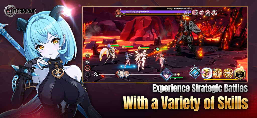 OUTERPLANE - Strategy Anime - Strategic turn based boss battle gameplay with a high quality anime character in Outerplane