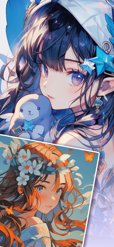 Anime Games: Jigsaw Puzzle - Two high-quality anime girl character illustrations with vibrant colors and enchanting aesthetics from the jigsaw puzzle game