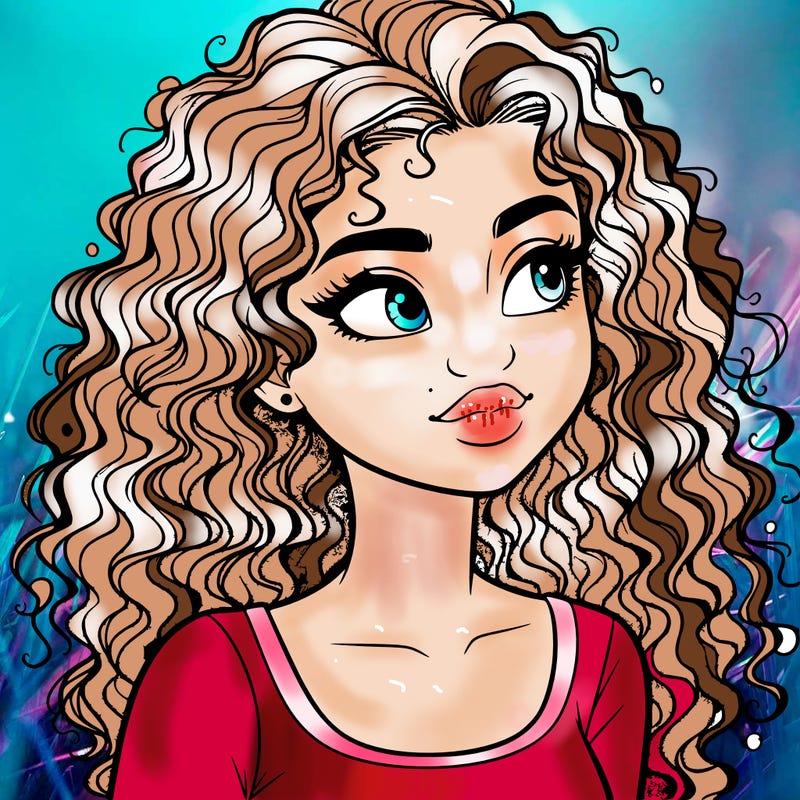 realistic girl with curly hair