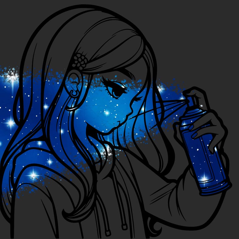 a realistic girl spray painting