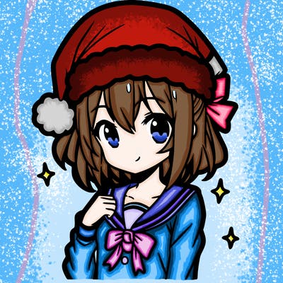 anime girl wearing a santa hat