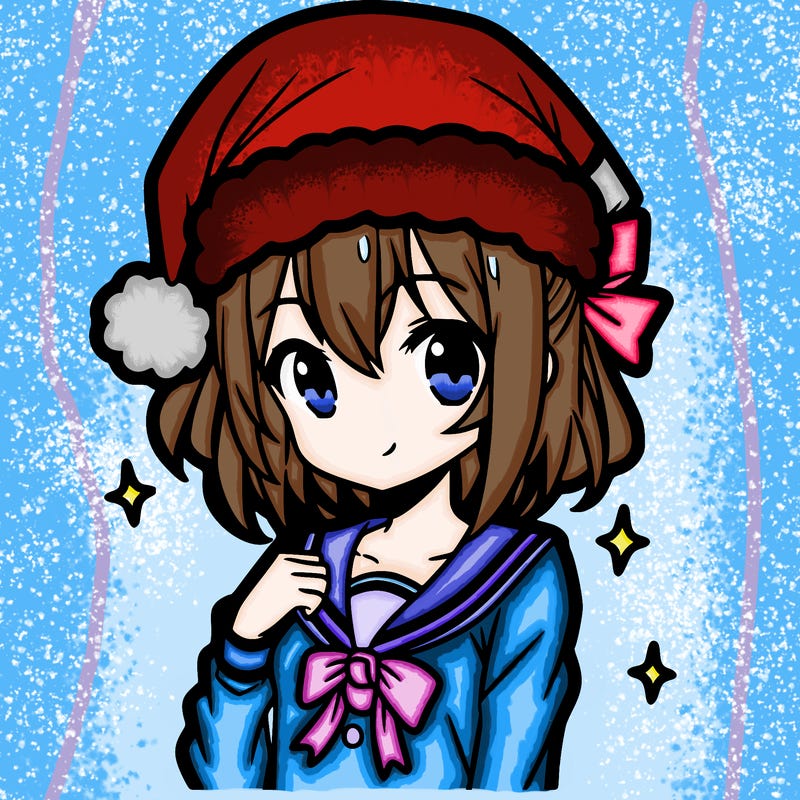 anime girl wearing a santa hat