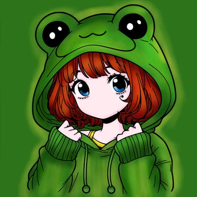 a cute teenage girl wearing a frog hoodie