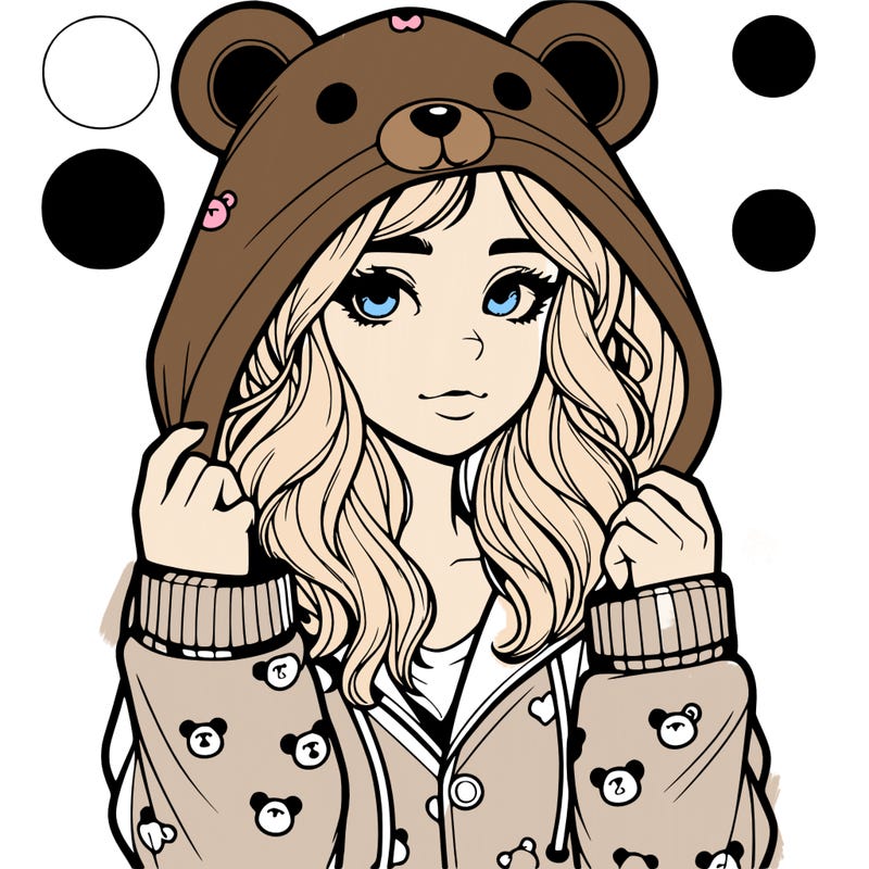 realistic girl in a animal pjs hoodie