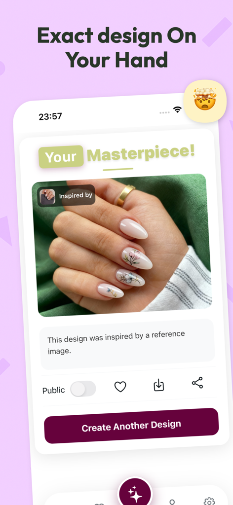 AI Nail Art Try On - CutieCure - AI nail art design shown on a hand in the CutieCure app