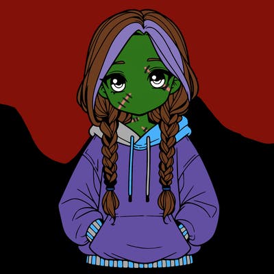 a realistic girl with a oversized hoodie and she has braids