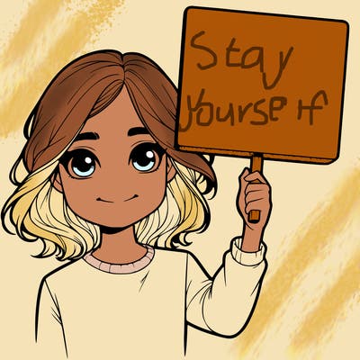 realistic girl holding up a sign