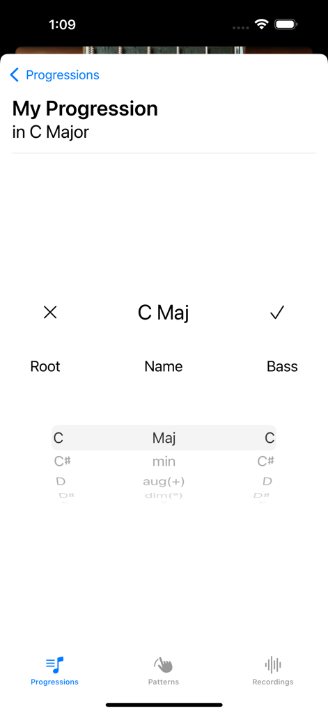 Guitar Elite-Chord Play Center - Constructor de progresiones de acordes en la aplicación móvil Guitar Elite