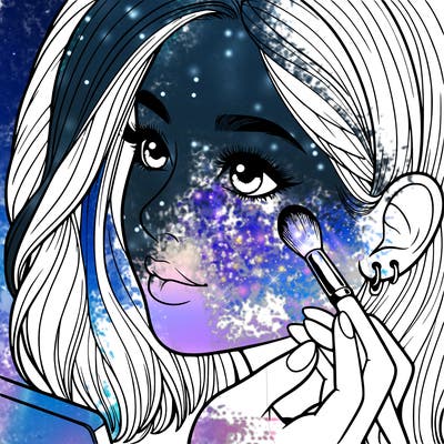 a realistic girl doing her makeup