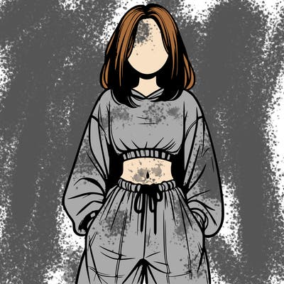 realistic girl faceless with baggy pants and a crop top