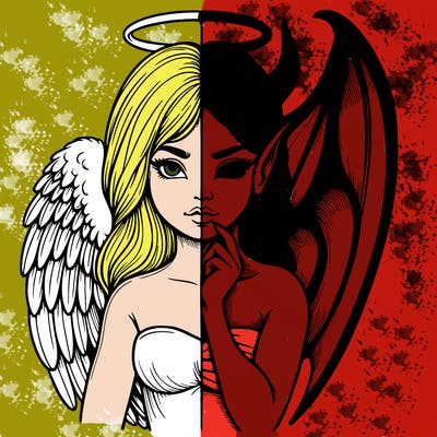 realistic angel half demon