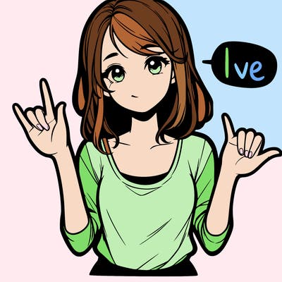 girl signing i love you in asl realistic