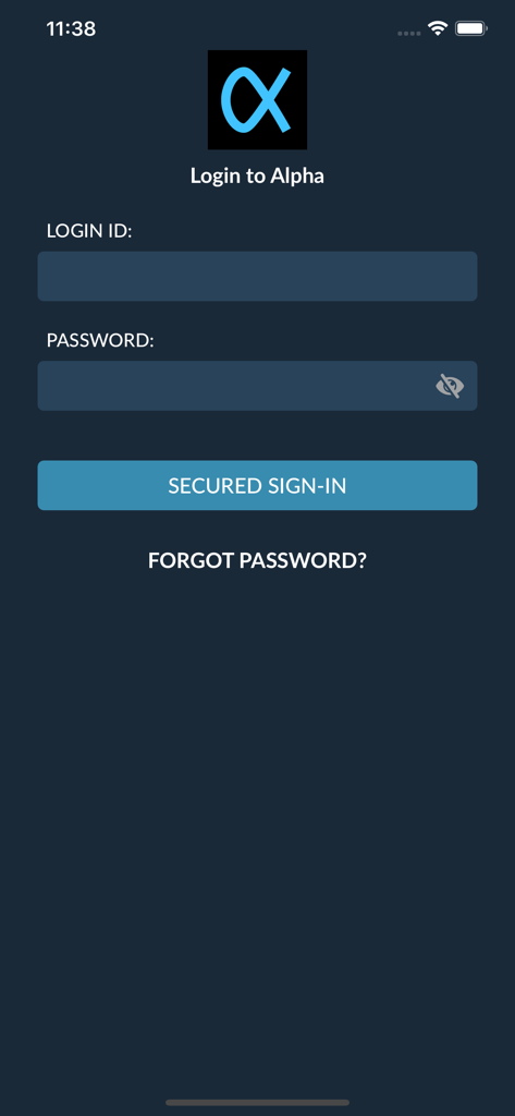 Stocko - Login screen of the Stocko trading app featuring fields for login ID, password, and a secured sign-in button.