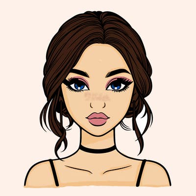 realistic girl with makeup on