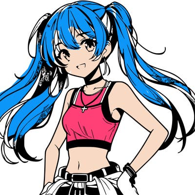 anime girl wearing crop top