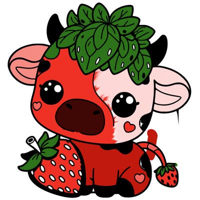 cute strawberry cow