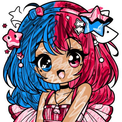 cute anime girl with star accessories