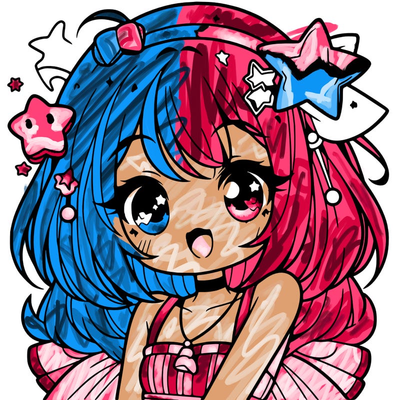 cute anime girl with star accessories