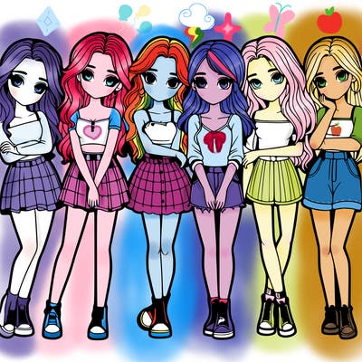 a group of girls realistic