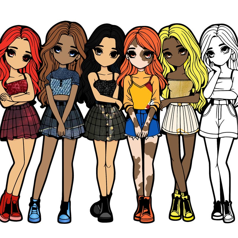 a group of girls realistic