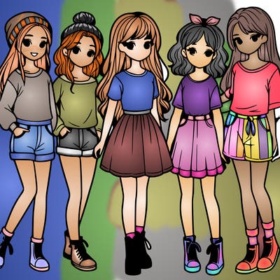 a group of five girls