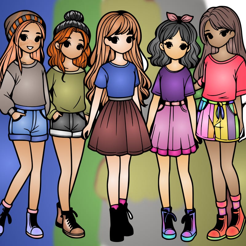 a group of five girls