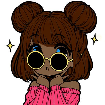 manga girl with hairbuns and sun shape sunglasses