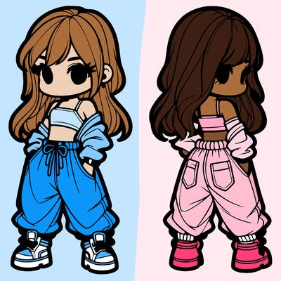 girl in crop top and baggy pants