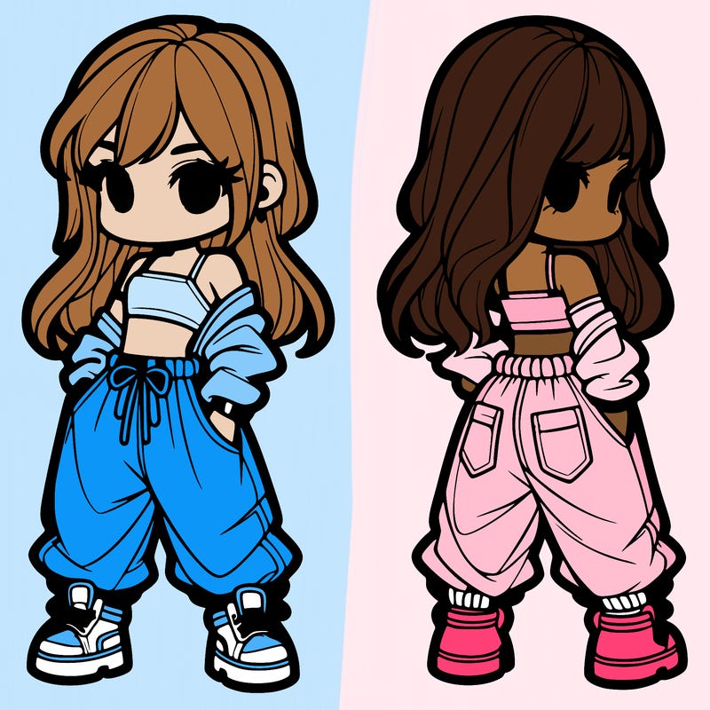 girl in crop top and baggy pants